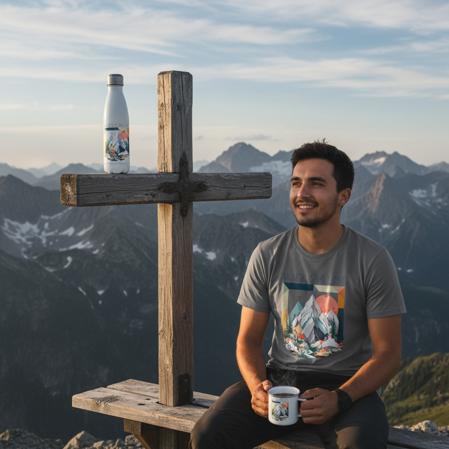 Edelstahl-Thermoflasche (500ML) mit Naturdesign für unterwegs