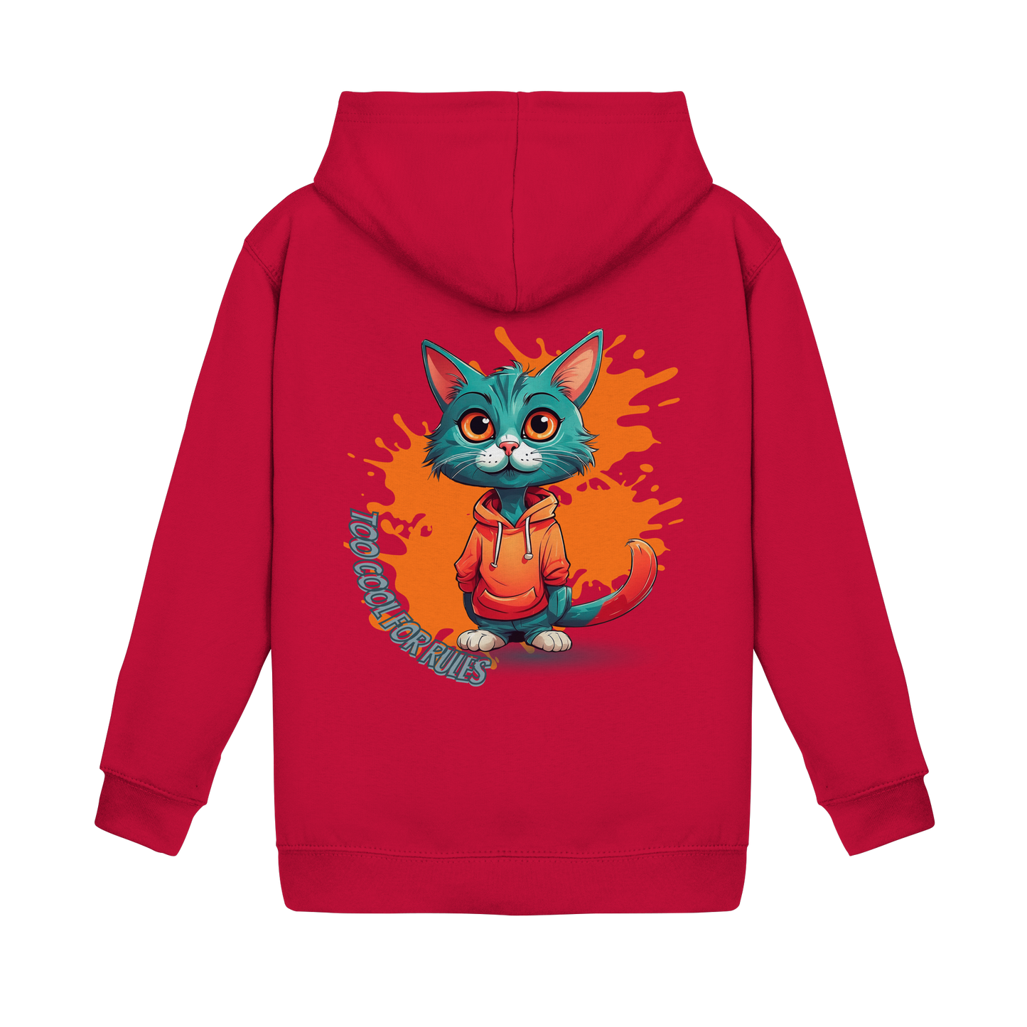 Kids Basic Hoodie Cool Cat – Kinder Hoodie mit Rückendruck, Herbst Hoodie für Jungs und Mädchen