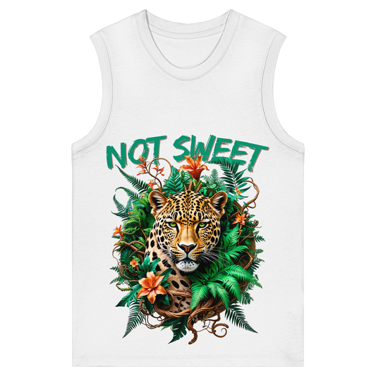 Not Sweet Statement Womens Organic Tank Top für starke Frauen | Feministisches Leopard Design | Tropischer Boho Wildstyle