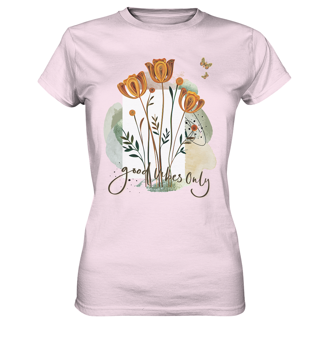 Womens Premium Classic T-Shirt mit Blumenmotiv