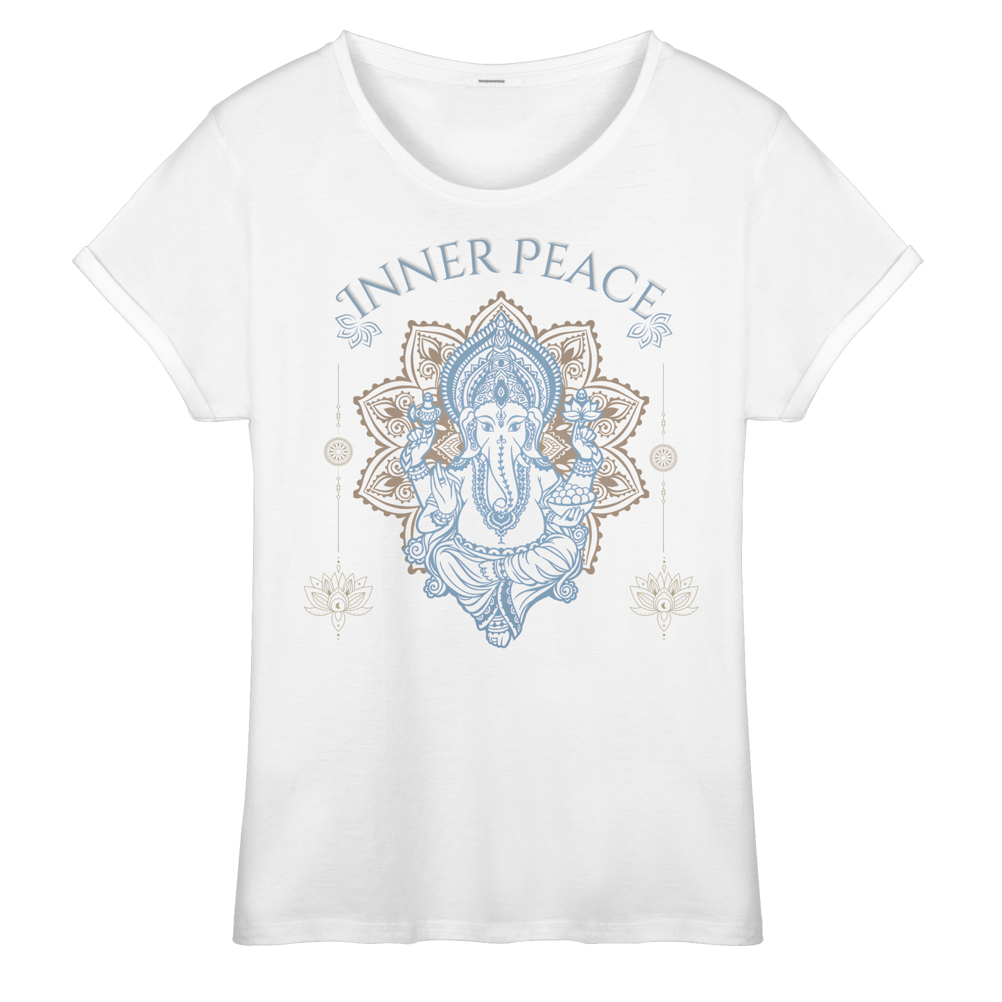Womens Roll-Up T-Shirt Inner Peace – Damen Shirt mit Mandala Motiv im Boho Yoga Stil