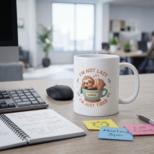 Nicht faul, nur müde Kaffeetasse