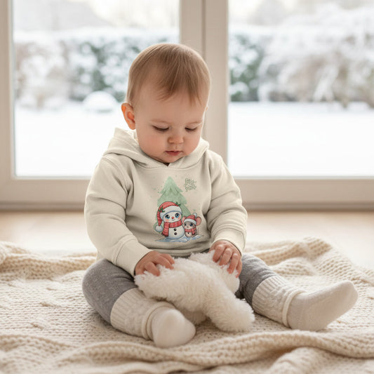 Baby Organic Hoodie Winter, mit Schneemann Motiv
