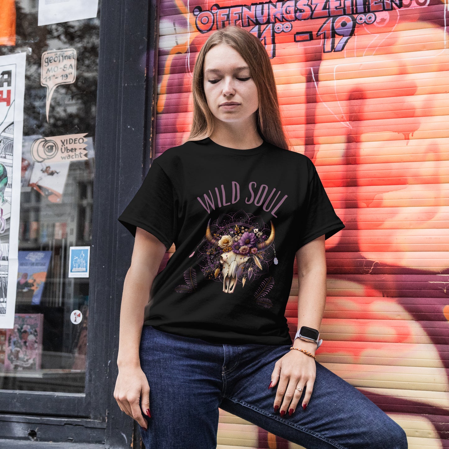 Boho Damen T-Shirt mit Statement Print – Alternative Mode für Alltag & Freizeit