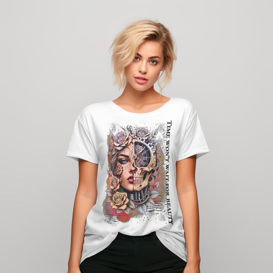 Fitted Ladies Organic Shirt mit kunstvollem Print