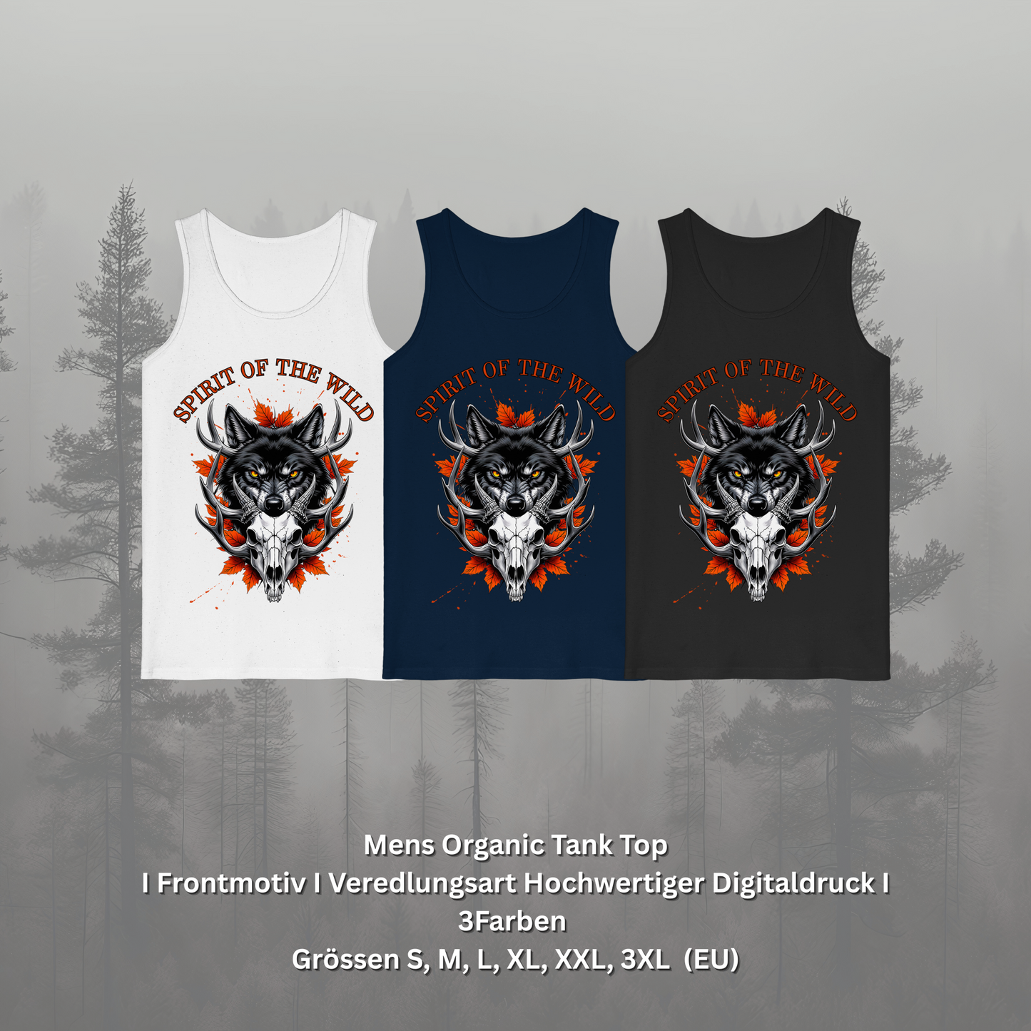 Bio Tank Top Männer – Spirit of the Wild Look, nachhaltige Naturmode für Outdoorfans & Freiheitsliebende, 3 Farben, S–3XL erhältlich