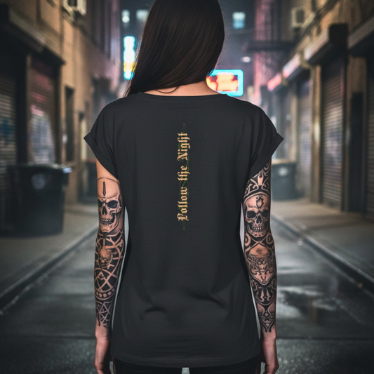 Streetwear Womens Extended Shoulder T-Shirt – Gothic Look