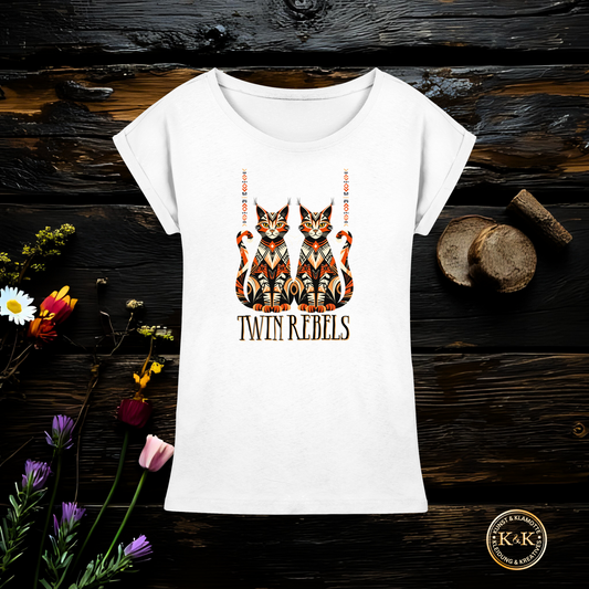 Boho Womens Extended Shoulder T-Shirt mit Tribal Design – rebellischer Ethno Look, modernes Statement Outfit