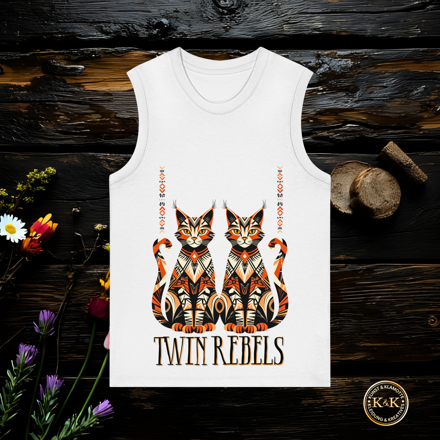 Boho Womens Organic Tank Top mit Tribal Design – rebellischer Ethno Look, modernes Statement Outfit