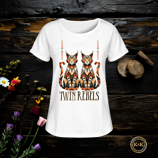 Boho Womens Roll-Up T-Shirt, rebellischer Ethno Look