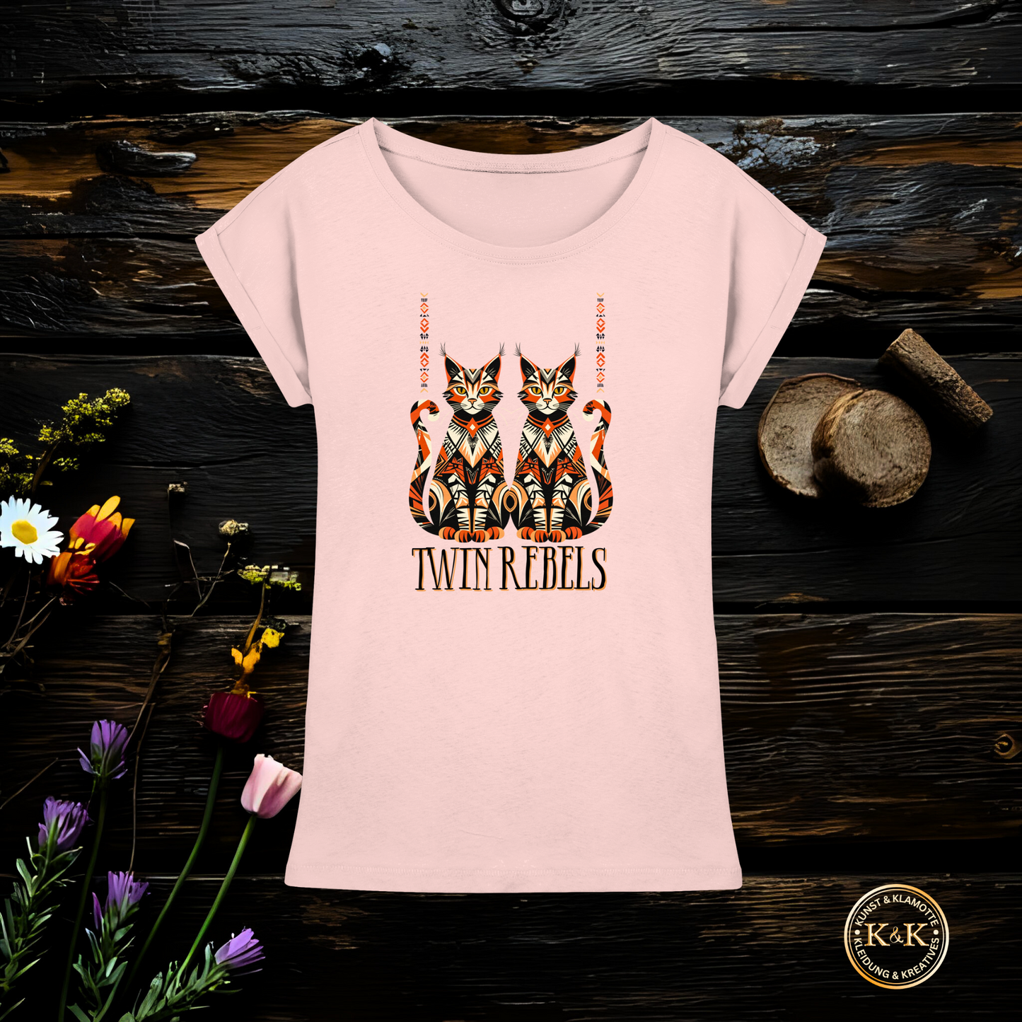 Boho Womens Extended Shoulder T-Shirt mit Tribal Design – rebellischer Ethno Look, modernes Statement Outfit