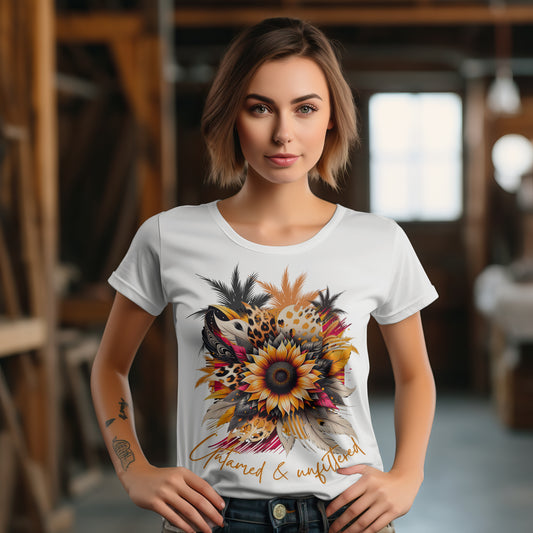 Womens Roll-Up T-Shirt mit kraftvollem Print für Damen