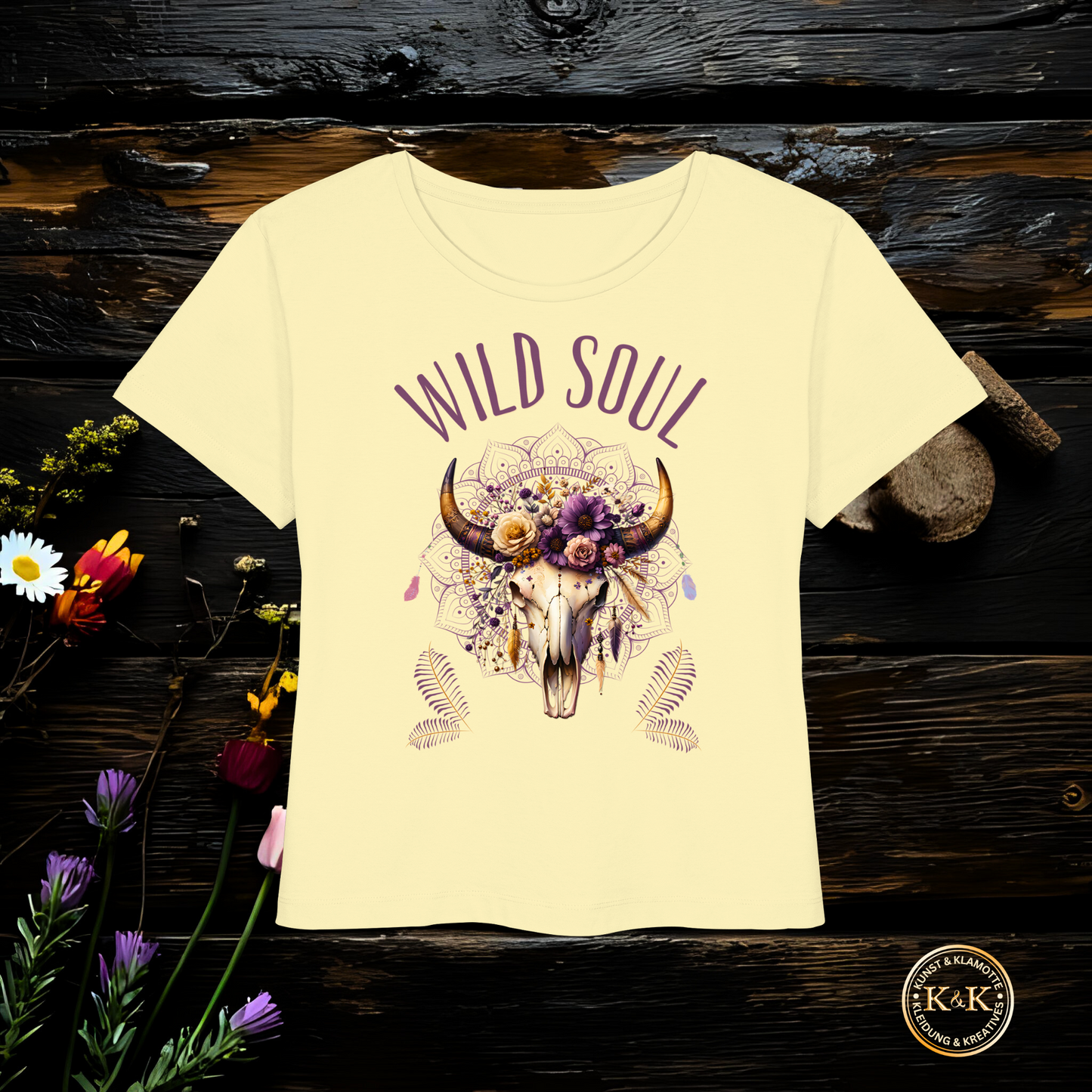 Boho Damen T-Shirt mit Statement Print – Alternative Mode für Alltag & Freizeit