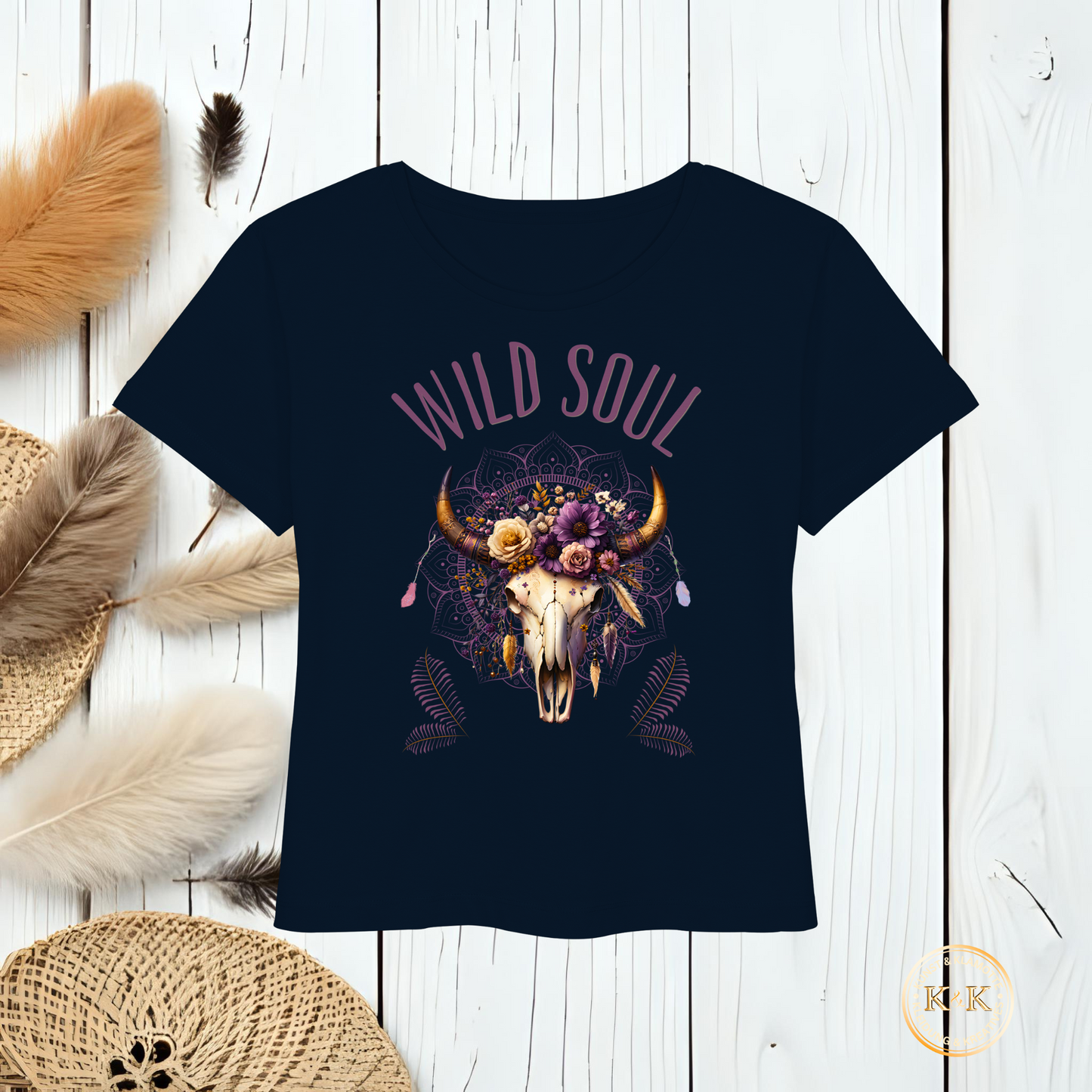 Boho Damen T-Shirt mit Statement Print – Alternative Mode für Alltag & Freizeit