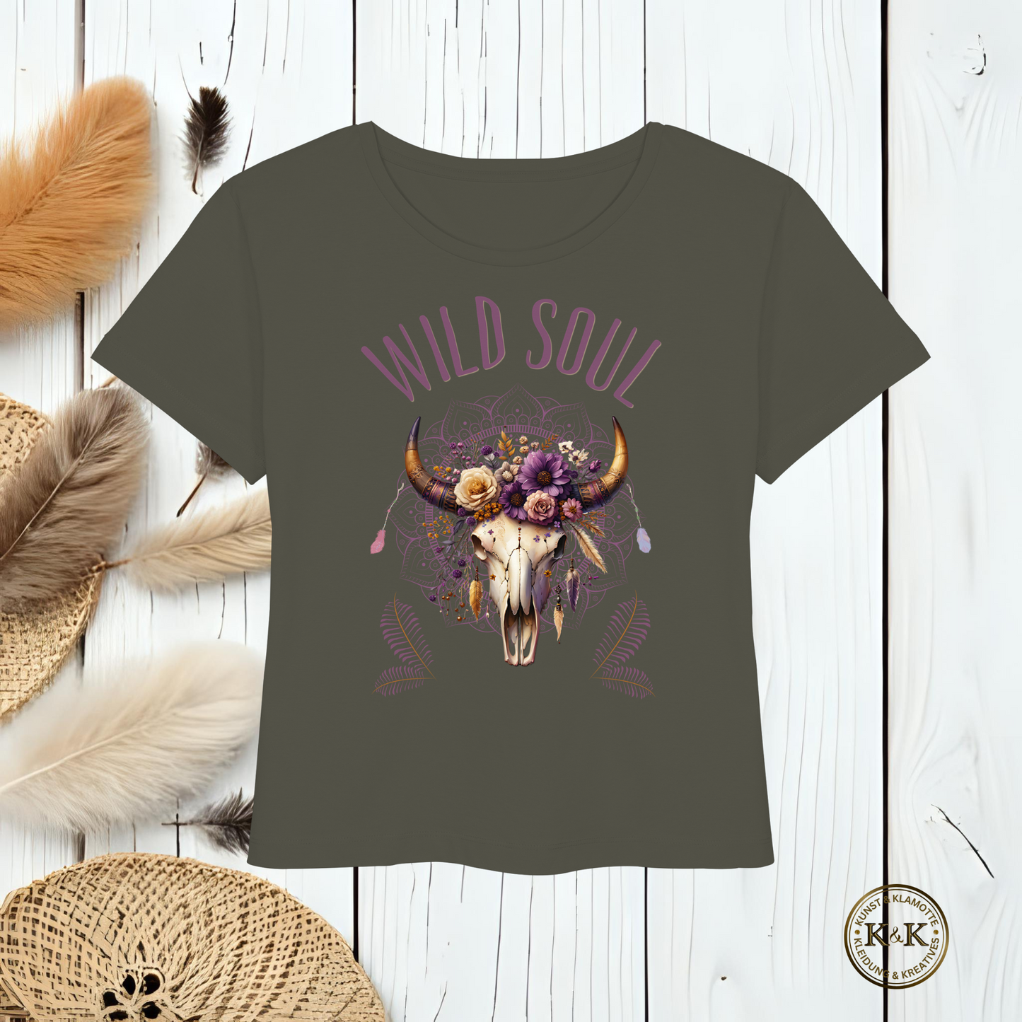 Boho Damen T-Shirt mit Statement Print – Alternative Mode für Alltag & Freizeit
