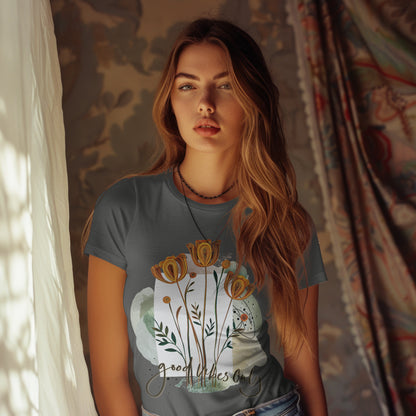 Womens Premium Classic T-Shirt mit Blumenmotiv