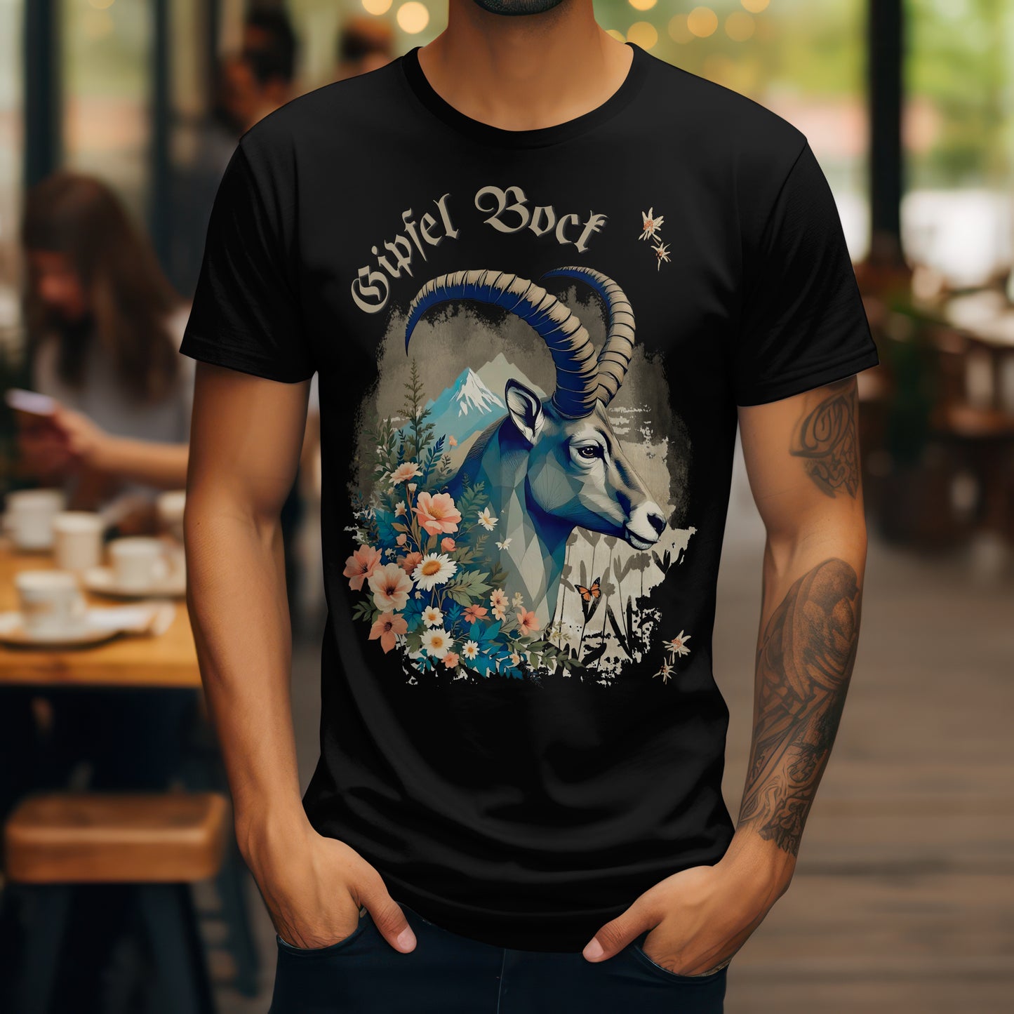 Charakteristisches Alpen-Design Heavy Cotton T-Shirt