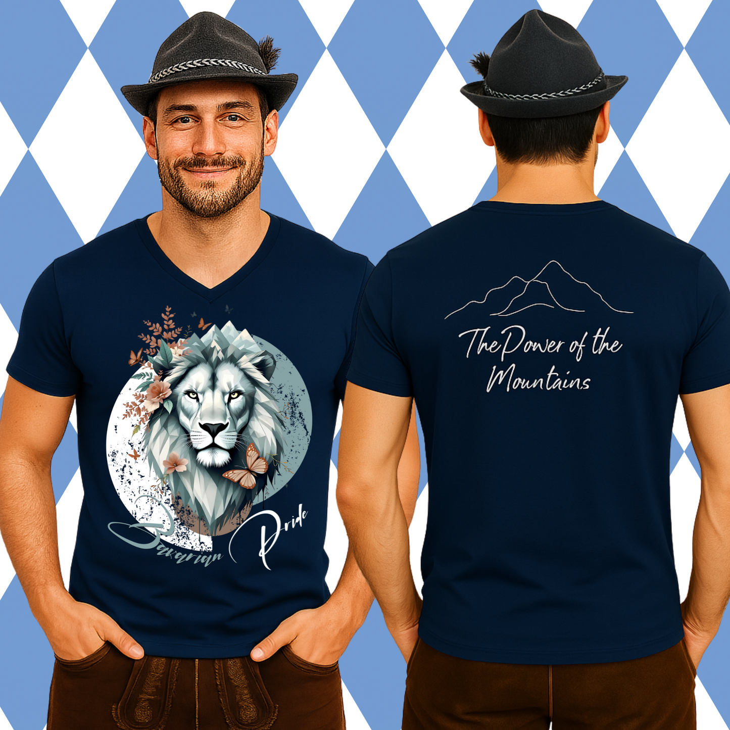 Bavarian Power -  Trendiges V-Neck Shirt, Lifestyle Fashion für Freizeit und Alltag