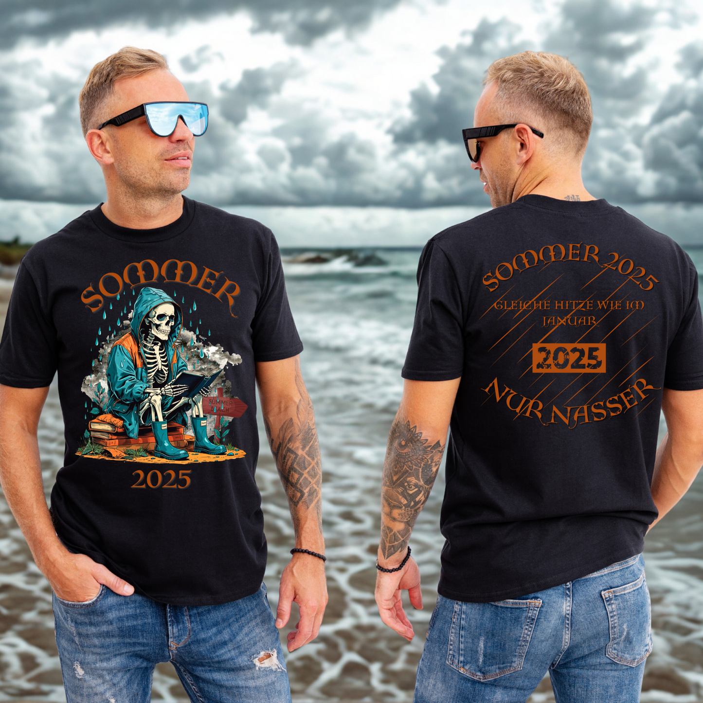 T-Shirt mit Sommer 2025 Design | Sarkastisches Shirt für Humor-Fans | Witziger Front- & Rückendruck zum Wettertrend