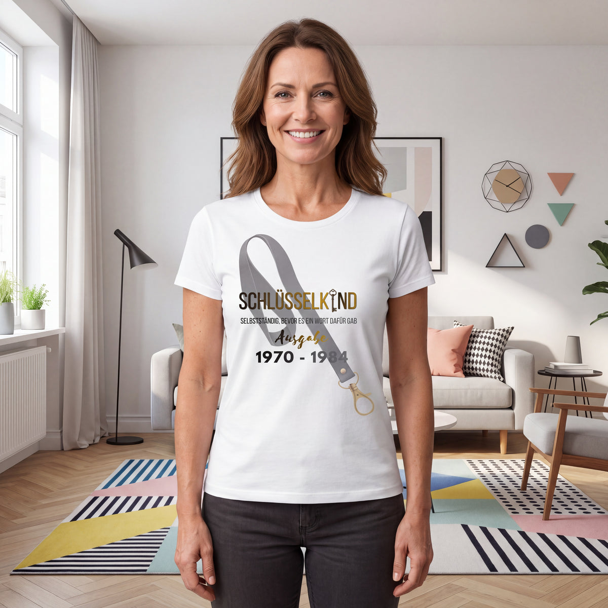 Schlüsselkind T Shirt für Damen Jahrgänge 1970 bis 1984