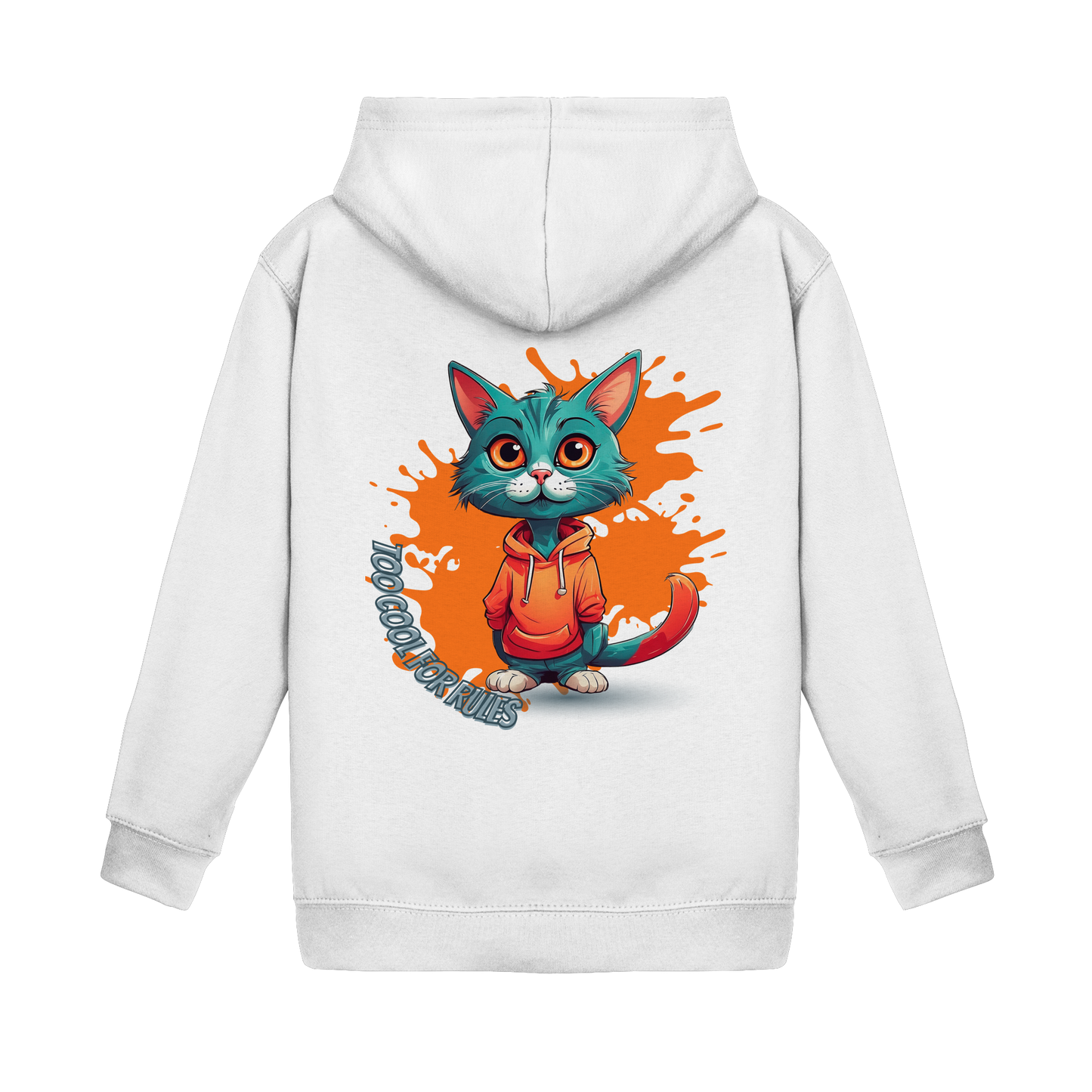 Kids Basic Hoodie Cool Cat – Kinder Hoodie mit Rückendruck, Herbst Hoodie für Jungs und Mädchen