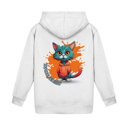 Kids Basic Hoodie Cool Cat – Kinder Hoodie mit Rückendruck, Herbst Hoodie für Jungs und Mädchen