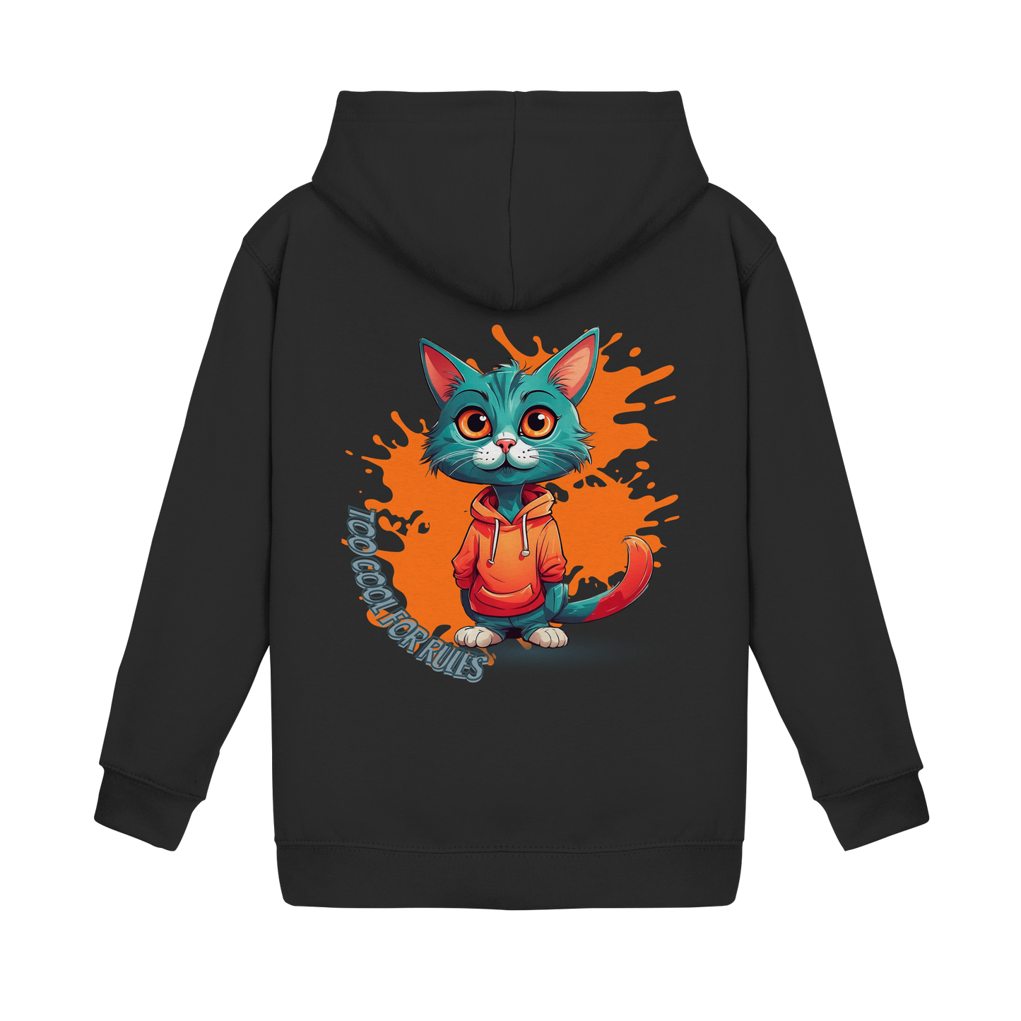 Kids Basic Hoodie Cool Cat – Kinder Hoodie mit Rückendruck, Herbst Hoodie für Jungs und Mädchen
