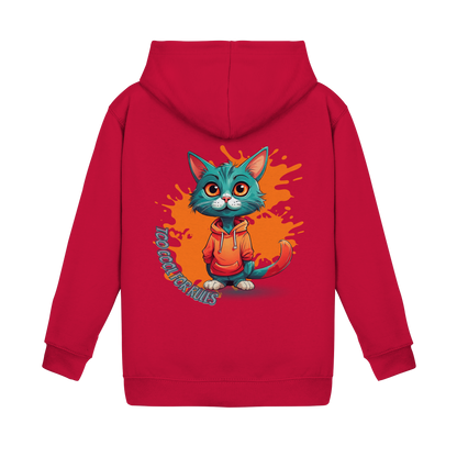 Kids Basic Hoodie Cool Cat – Kinder Hoodie mit Rückendruck, Herbst Hoodie für Jungs und Mädchen