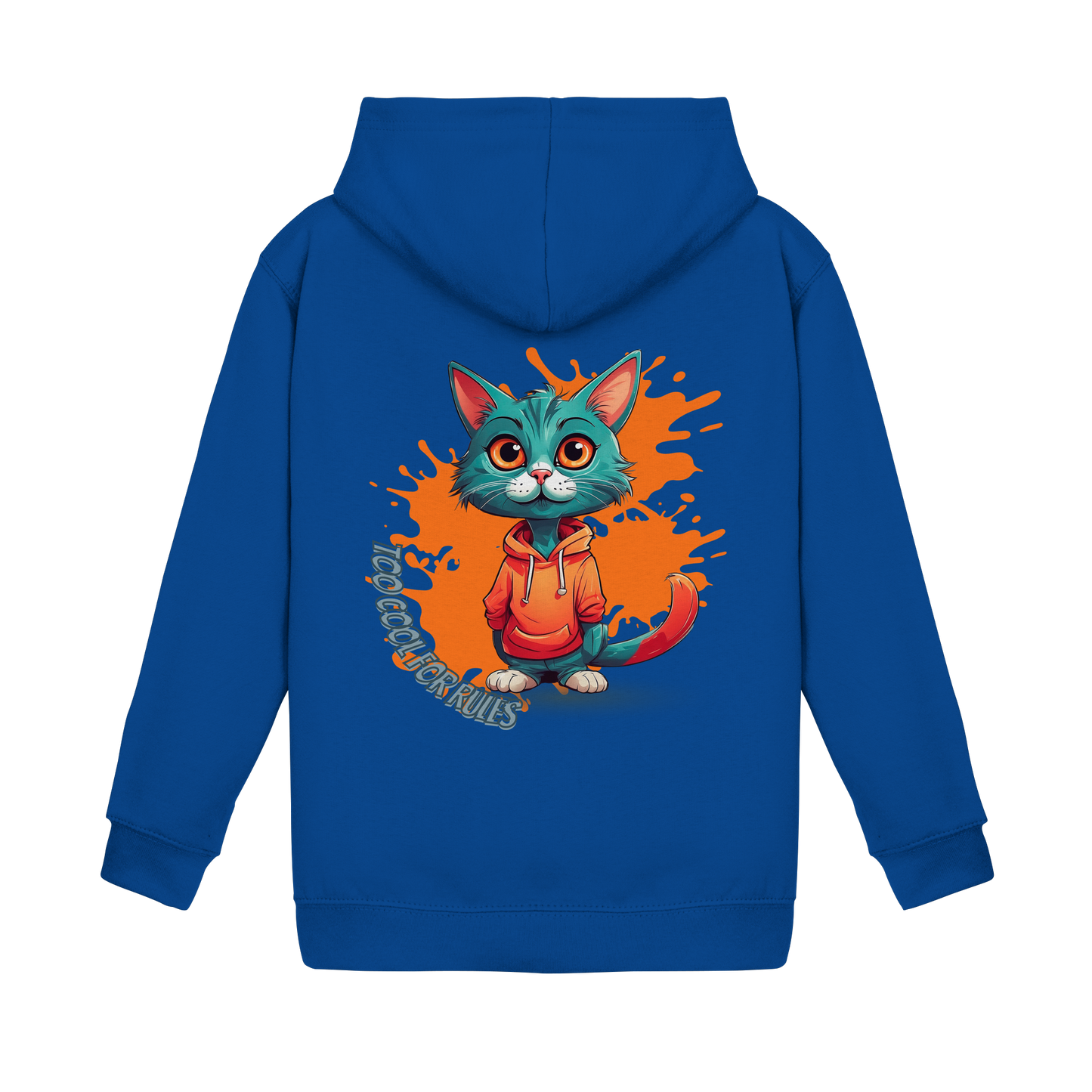 Kids Basic Hoodie Cool Cat – Kinder Hoodie mit Rückendruck, Herbst Hoodie für Jungs und Mädchen