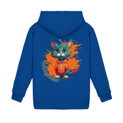 Kids Basic Hoodie Cool Cat – Kinder Hoodie mit Rückendruck, Herbst Hoodie für Jungs und Mädchen