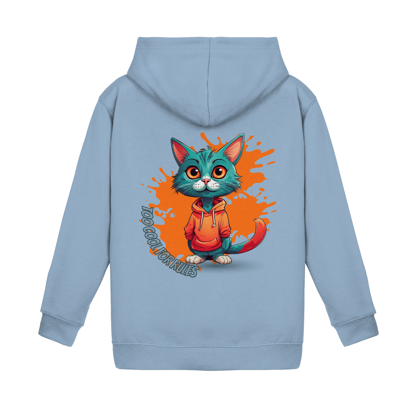 Kids Basic Hoodie Cool Cat – Kinder Hoodie mit Rückendruck, Herbst Hoodie für Jungs und Mädchen