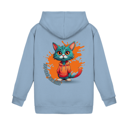 Kids Basic Hoodie Cool Cat – Kinder Hoodie mit Rückendruck, Herbst Hoodie für Jungs und Mädchen