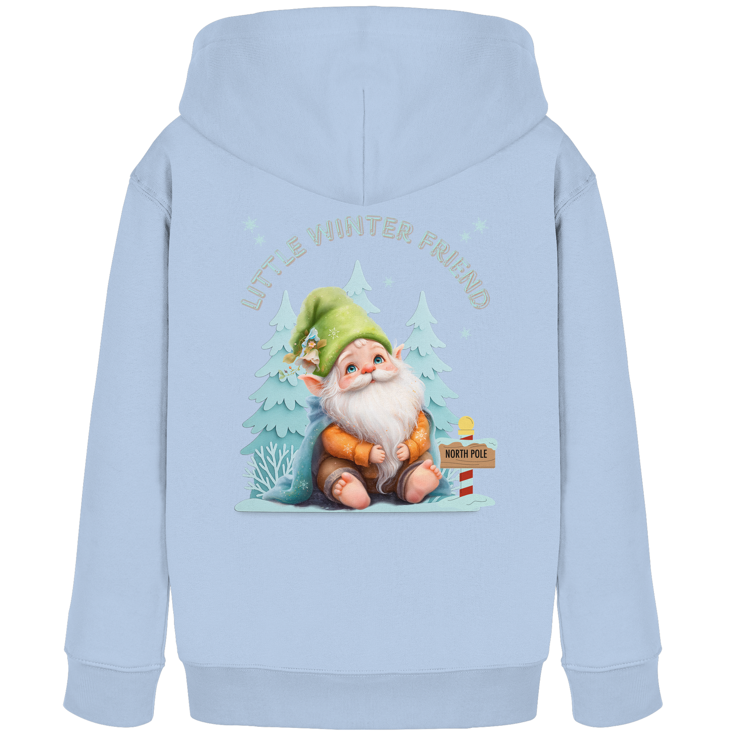 Little Winter Friend – Kinder Organic Hoodie mit Wichtelmotiv