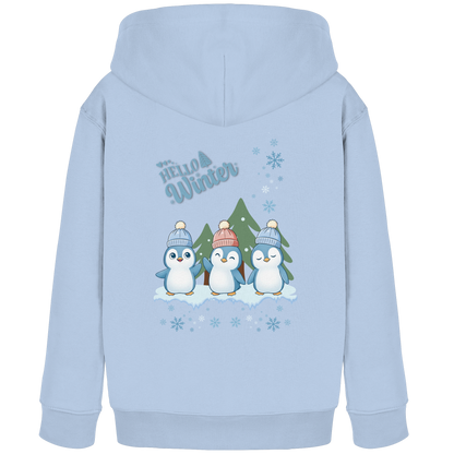 Hello Winter – Kinder Organic Hoodie mit Pinguintrio