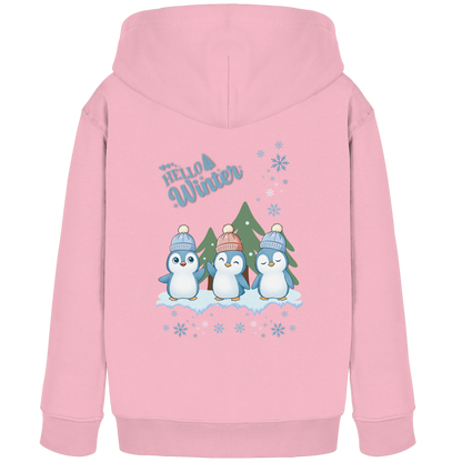 Hello Winter – Kinder Organic Hoodie mit Pinguintrio