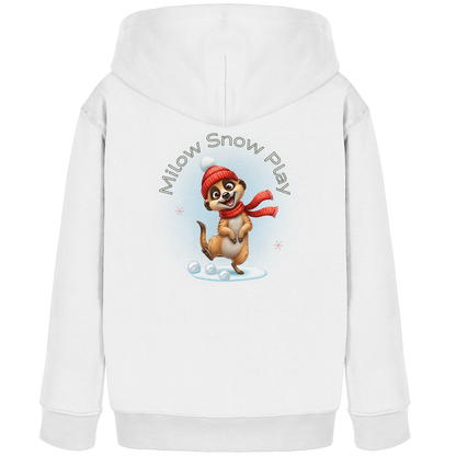 Milow Snow Play – Kids Organic Hoodie mit Wintermotiv auf der Rückseite