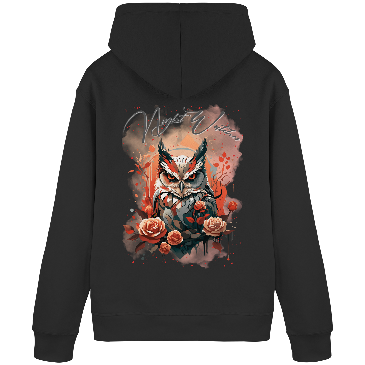 Bequemer Damen Organic Hoodie mit intensivem Dark-Art-Motiv und weicher Innenseite.