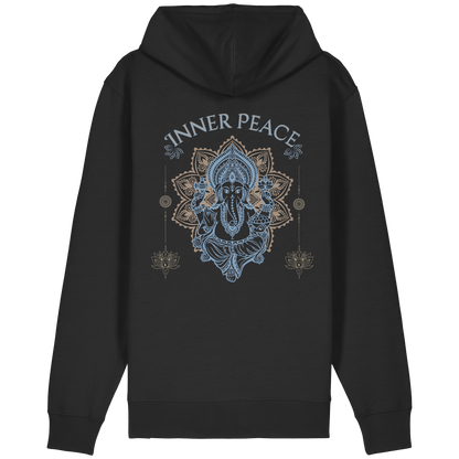 Organic Relaxed Zipper Inner Peace – Damen Kapuzenjacke aus Bio-Baumwolle mit Rückendruck im Boho Yoga Stil