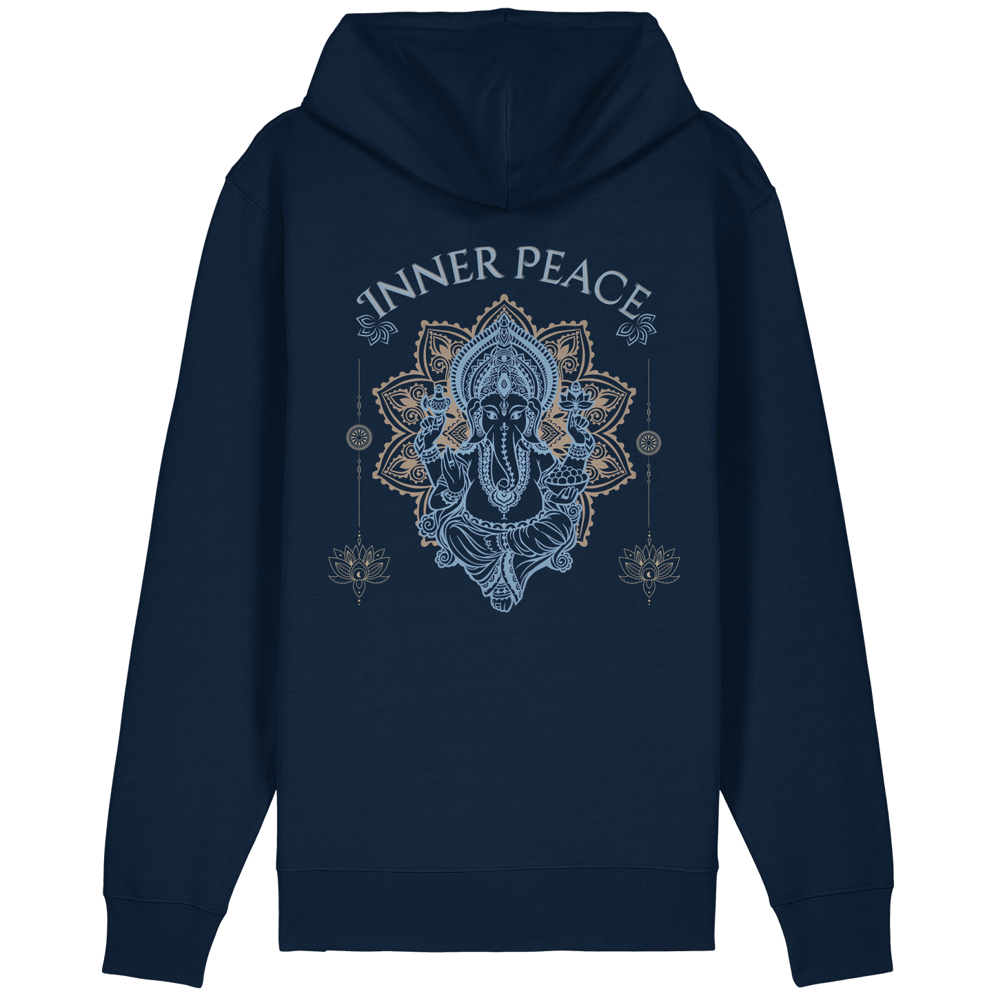 Organic Relaxed Zipper Inner Peace – Damen Kapuzenjacke aus Bio-Baumwolle mit Rückendruck im Boho Yoga Stil