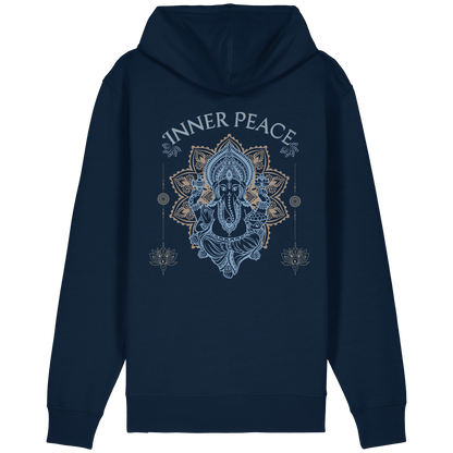 Organic Relaxed Zipper Inner Peace – Damen Kapuzenjacke aus Bio-Baumwolle mit Rückendruck im Boho Yoga Stil