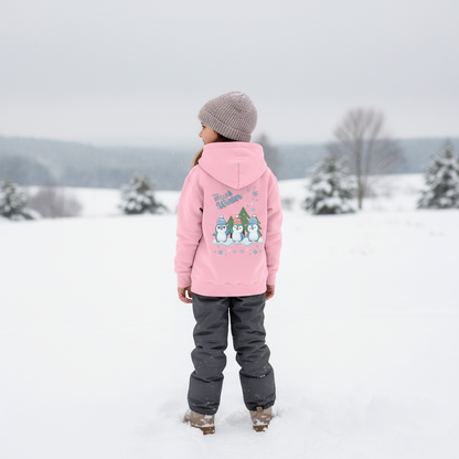 Hello Winter – Kinder Organic Hoodie mit Pinguintrio