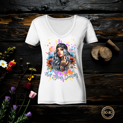Ladies V-Neck Shirt – selbstbewusst, provokant & bunt, Streetwear mit Haltung