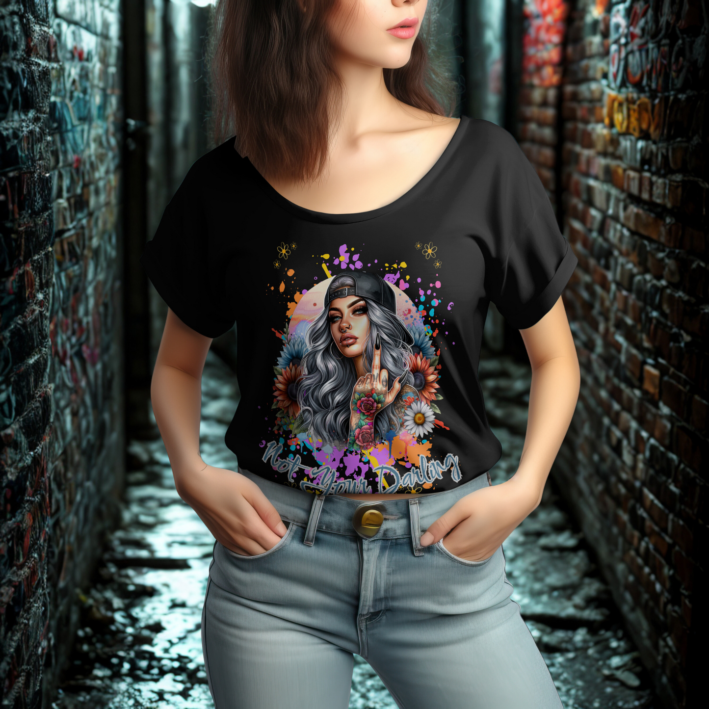 Womens Roll-Up T-Shirt – selbstbewusst, provokant & bunt