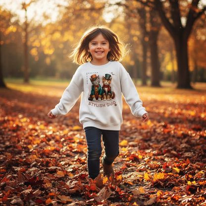 Kids Sweatshirt Stylish Duo – Kinder Pullover mit Katzenmotiv, Herbst Sweater für Jungen und Mädchen