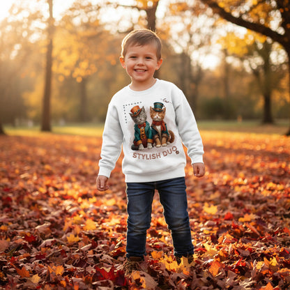 Kids Sweatshirt Stylish Duo – Kinder Pullover mit Katzenmotiv, Herbst Sweater für Jungen und Mädchen