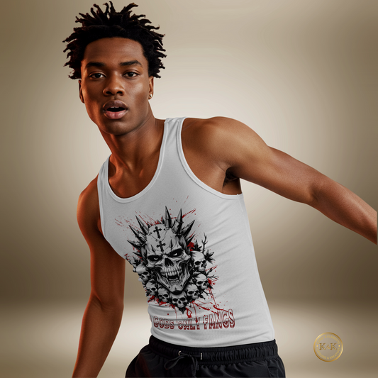 Tanktop für Herren mit Skull-Print | Rock & Metal Look | Statement Mode für Festivals, Sport & Alltag