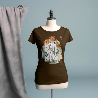 Womens Premium Classic T-Shirt mit Blumenmotiv