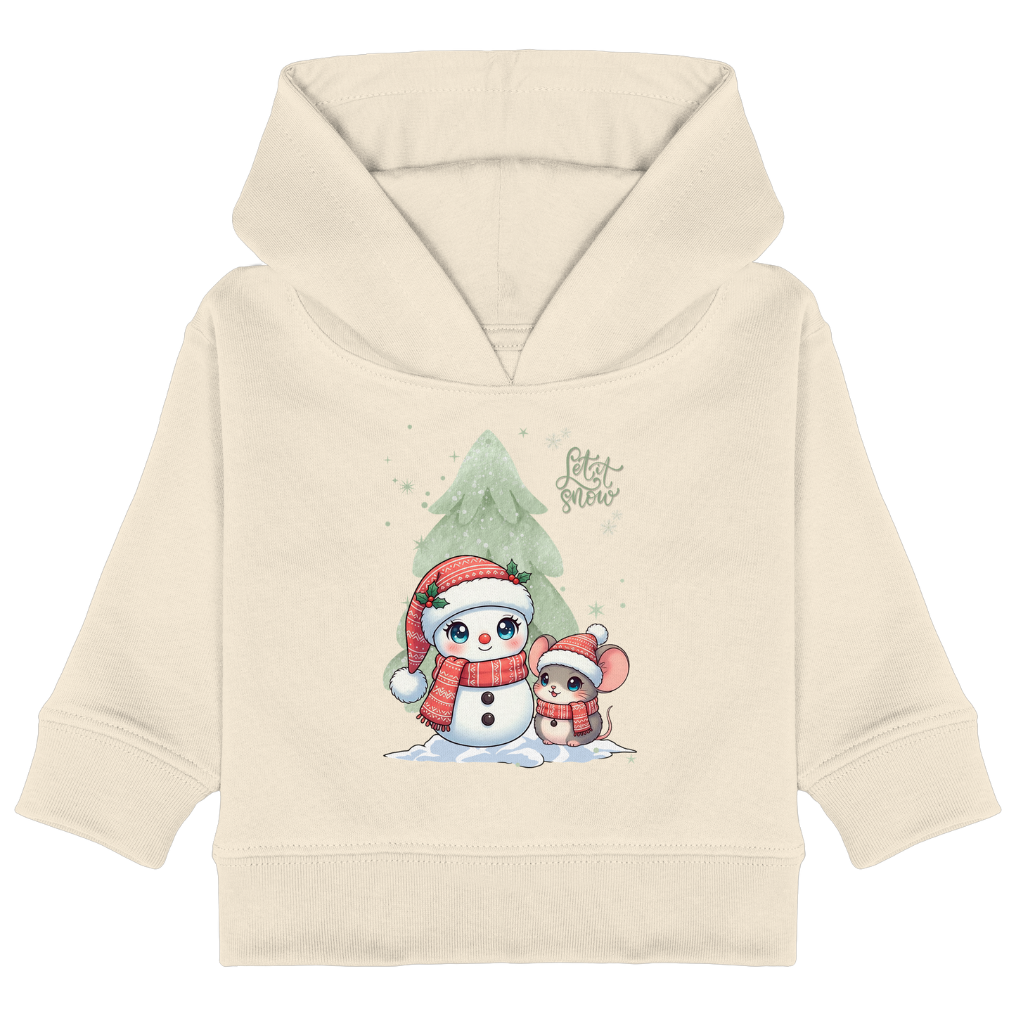 Baby Organic Hoodie Winter, mit Schneemann Motiv