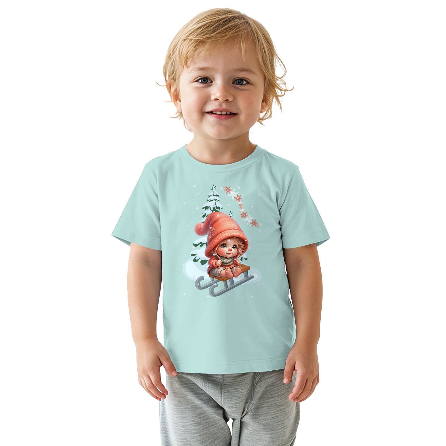 Baby Shirt Winter Schlittenmotiv