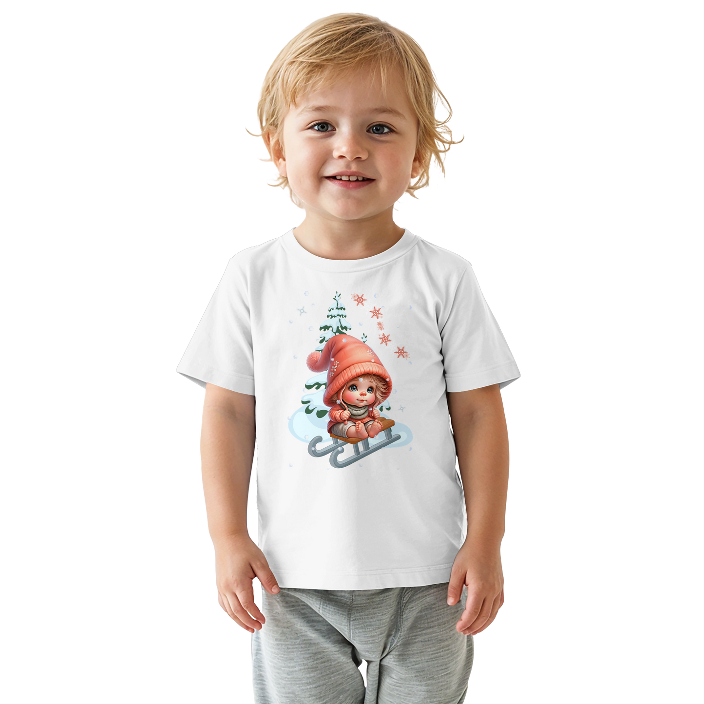 Baby Shirt Winter Schlittenmotiv